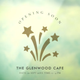 Firework Star Gold Glitzer bald eröffnet Fensteraufkleber