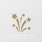 Firework Star Gold White Opening bald kommen Fensteraufkleber (Blatt)