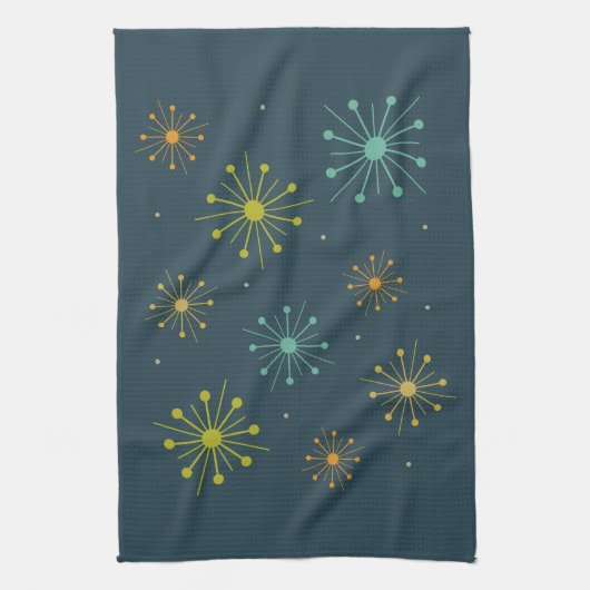 Firework Sternexplosionen Dunkelblau Mitte des Jah Geschirrtuch (Vertikal)