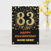 Fireworks 83rd Birthday Colorful Rainbow Gold Karte (Gelbe Blume)