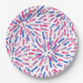 Fireworks Abstract Bi Pride Flag Pink Purple Blue Pappteller (Vorderseite)
