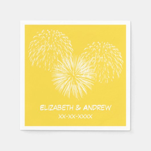 Fireworks, Ananas-Hintergrund, Name Monogram Serviette (Vorderseite)
