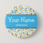 Fireworks AroAce Sunset Pride Flag Pronos Name Button (Vorderseite)