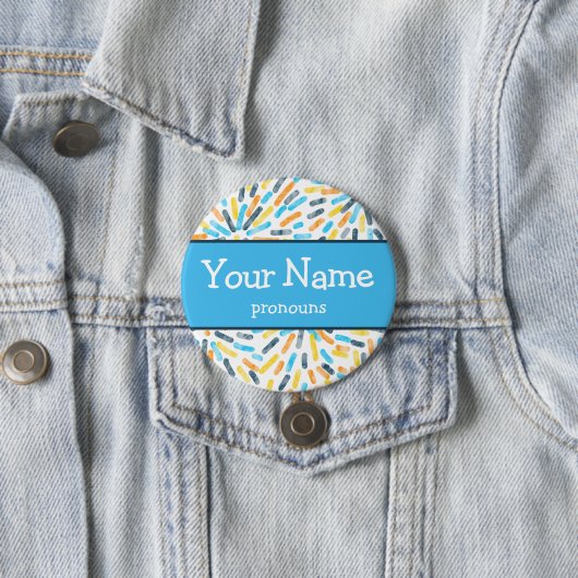 Fireworks AroAce Sunset Pride Flag Pronos Name Button (Beispiel)