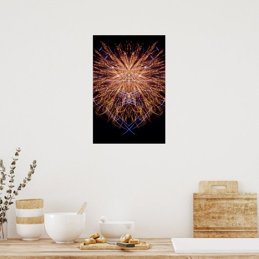 Fireworks Art: Gold und Blue 2 Poster (Küche)
