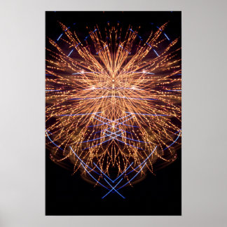 Fireworks Art: Gold und Blue 2 Poster