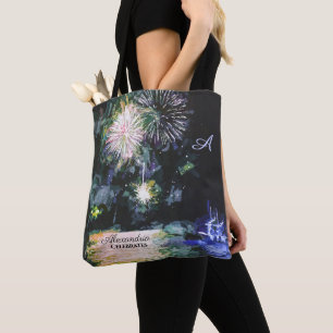 Fireworks Beach Side Boat Wasserfarbe Ozean Custom Tasche