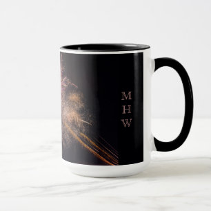 Fireworks benutzerdefinierte Monogramm-Tasse Tasse