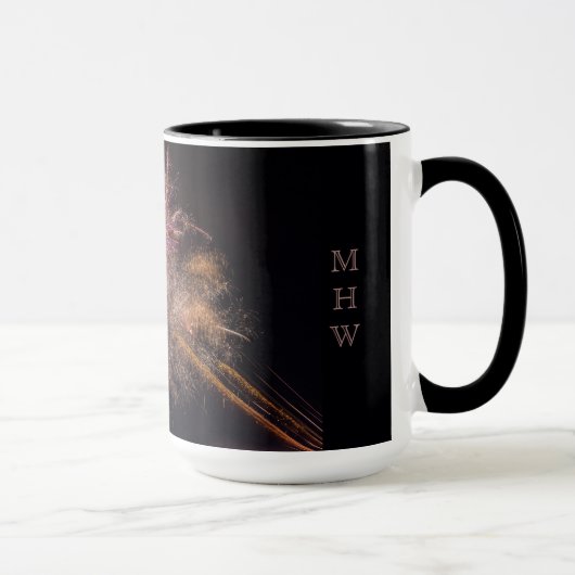 Fireworks benutzerdefinierte Monogramm-Tasse Tasse (Rechts)