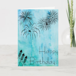 Fireworks Birthday Card - Fourth of July Karte