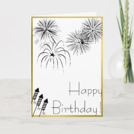 Fireworks Birthday Card - Gold, Amerikanische Unab Karte