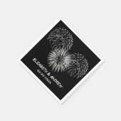 Fireworks, Black Background, Name Monogram Serviette (Ecke)