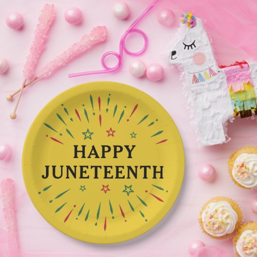 Fireworks Black Independence Day Happy Juneteenth Pappteller (Party)