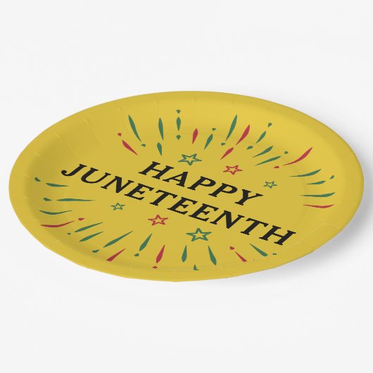 Fireworks Black Independence Day Happy Juneteenth Pappteller (Schrägansicht)