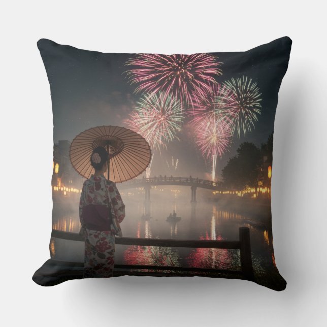 Fireworks bloom in the night sky kissen (Vorderseite)