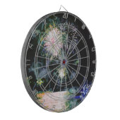 Fireworks Blue Ocean Boat 4. Juli Wasserfarbe Dartscheibe (Vorderseite Links)