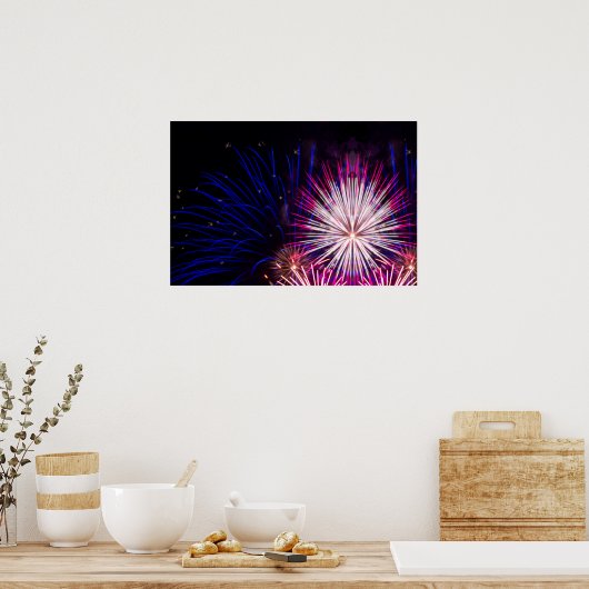 Fireworks Blue Pink und White Poster (Küche)