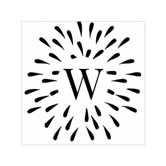 Fireworks Burst Center Single Initial Monogram #3 Permastempel (Design)