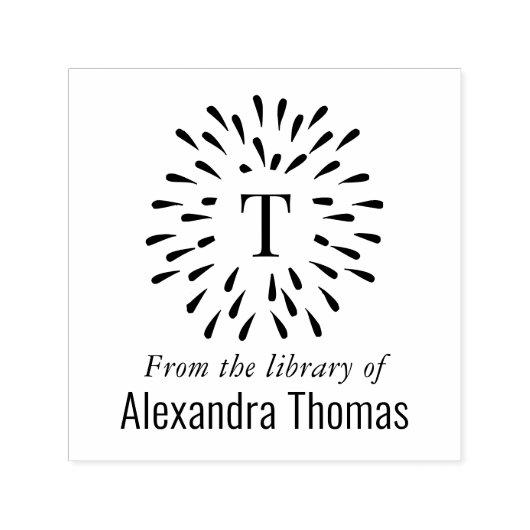 Fireworks Burst Single - Initial #3 Library Book Permastempel (Design)