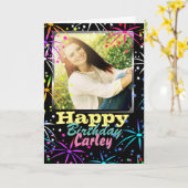 Fireworks Celebration Custom Foto Geburtstag Karte (Gelbe Blume)