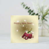 Fireworks Champagne Confetti Silvester Party Einladung (Stehend Vorderseite)