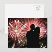 Fireworks Couple Kissing Silhouette Postkarte (Vorne/Hinten)