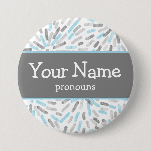 Fireworks Demiboy Prilag Flag Pronouns Nametag Button (Vorderseite)