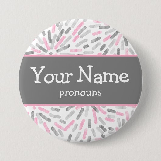 Fireworks Demigirl Pride Flag Pronouns Nametag Button (Vorderseite)