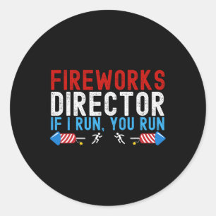 Fireworks Director American Flag 4. Juli 1 Runder Aufkleber