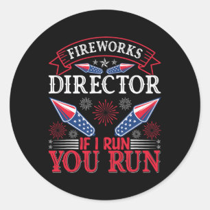 Fireworks Director American Flag 4. Juli Runder Aufkleber