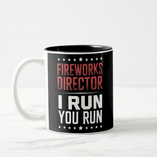 Fireworks Director I Run You Run Funny 4. Juli Zweifarbige Tasse (Links)