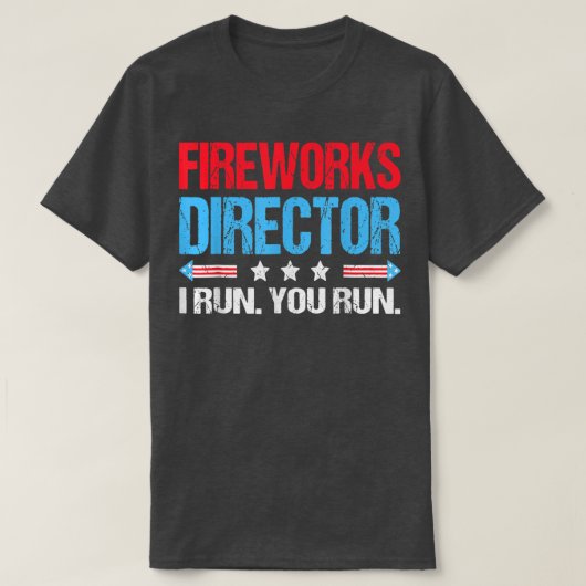 FIREWORKS-DIREKTOR 4. Juli Feierlichkeiten Geschen T-Shirt (Design vorne)