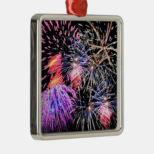 Fireworks Display Silbernes Ornament (Rechts)