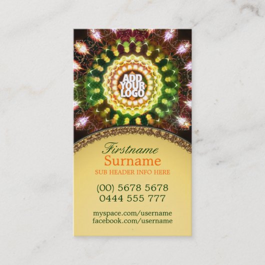 Fireworks Energy Mandala New Age Business Card Visitenkarte (Vorderseite)