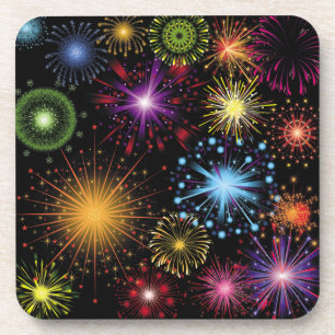Fireworks Farbenfrohe, dynamische glanzende Dekora Getränkeuntersetzer