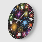 Fireworks Farbenfrohe, dynamische glanzende Dekora Große Wanduhr (Winkel)