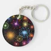 Fireworks Farbenfrohe, dynamische glanzende Dekora Schlüsselanhänger (Rückseite)