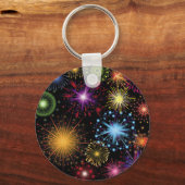 Fireworks Farbenfrohe, dynamische glanzende Dekora Schlüsselanhänger (Rückseite)