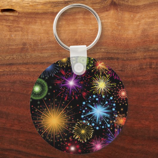 Fireworks Farbenfrohe, dynamische glanzende Dekora Schlüsselanhänger (Rückseite)