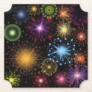 Fireworks Farbenfrohe, dynamische glanzende Dekora Untersetzer