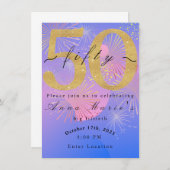 Fireworks Fiftieth Birthday Card/Einladung Dankeskarte (Vorne/Hinten)