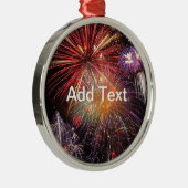 Fireworks Finale Benutzerdefinierter Text Silbernes Ornament (Rechts)