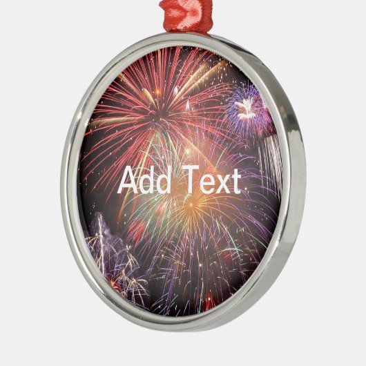Fireworks Finale Benutzerdefinierter Text Silbernes Ornament (Links)