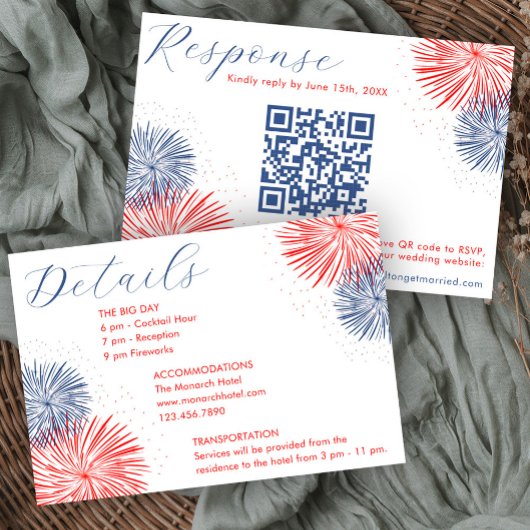 Fireworks & Forever RSVP & Details Cards Karte