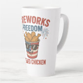 Fireworks Freedom & Fried Chicken, Funny 4 Juli GR Milchtasse (Rechte Ecke)