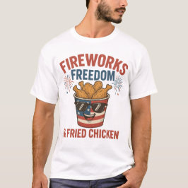 Fireworks Freedom & Fried Chicken, Funny 4 Juli GR T-Shirt