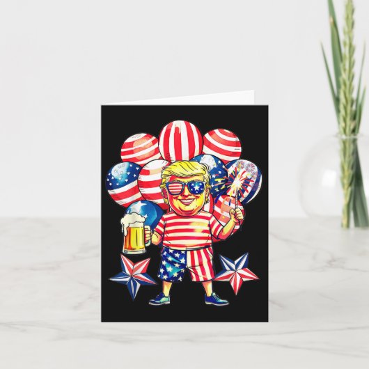Fireworks Funny Trump Patriotic American Happy 4. Karte (Vorderseite)