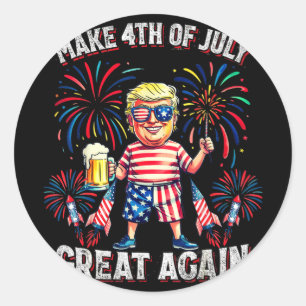 Fireworks Funny Trump Patriotic American Happy 4. Runder Aufkleber