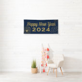 Fireworks Gold Blue 2025 Happy New Year Party Banner (Insitu)