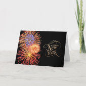 Fireworks Gold New Year Feiertagskarte (Vorderseite)